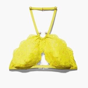Savage X Fenty Bralette Women's Size Small Yellow Lace Bra Bombshell Broderie